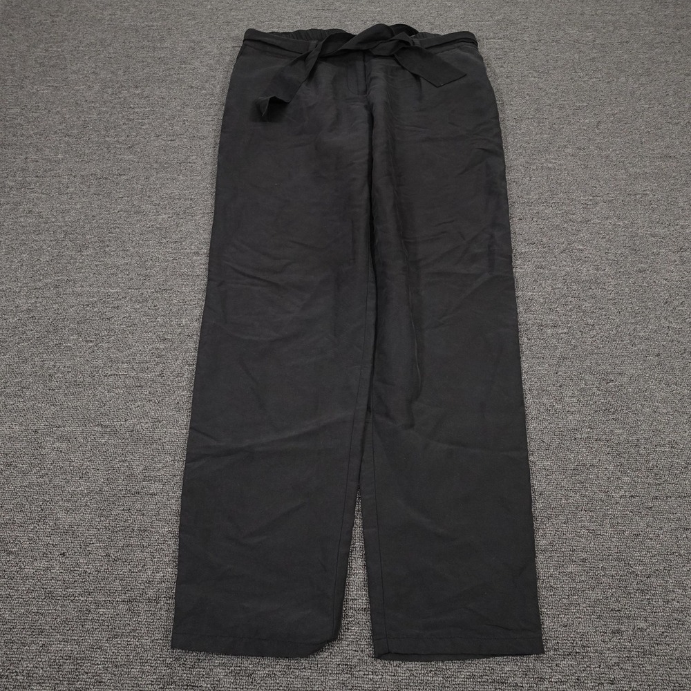 Tommy Bahama Pants Womens Small Black Paperbag Waist Belted Straight Leg Casual